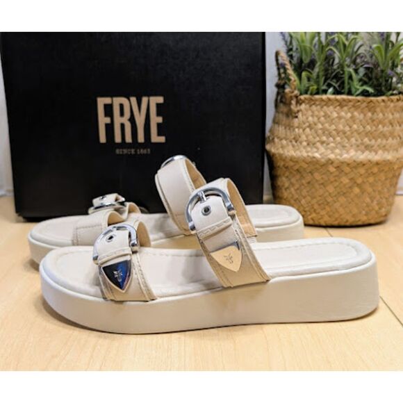 Frye Ivory Maya Buckle Leather Sandals Women's Size 8 NIB - Picture 3 of 13